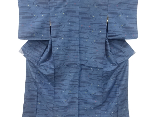 アンティーク　抽象模様織り出し十日町紬着物